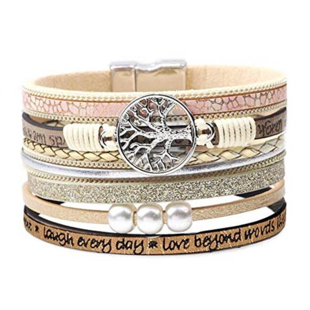 Tree Of Life Boho Leather Wrap Bracelet Inspirational Gift For Women